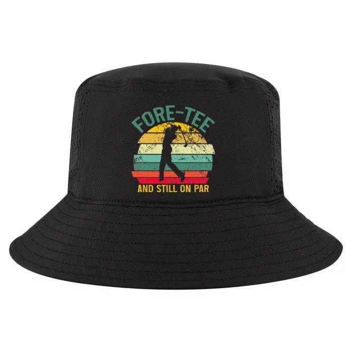 Funny Golf 40th Birthday Retro Foretee And Still On Par Cool Comfort Performance Bucket Hat