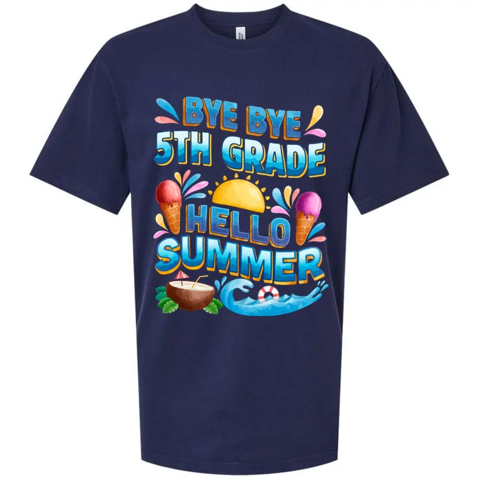 Funny Goodbye 5th Grade Hello Summer Gift Sueded Cloud Jersey T-Shirt