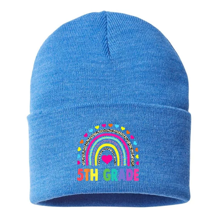 Fifth Grade 5th Grade Rainbow Teachers Back To School Sustainable Knit Beanie