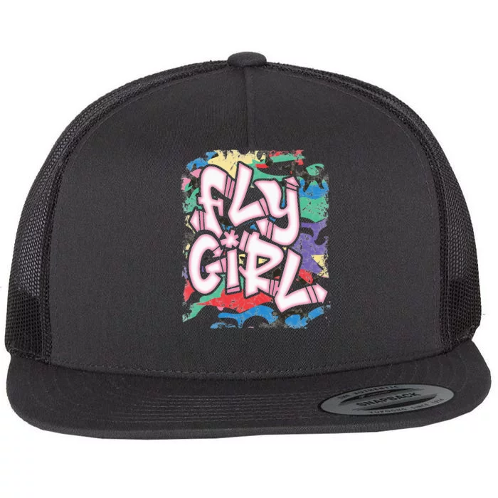 Fly Girl 80s 90s Old School Camo B Girl Hip Hop Flat Bill Trucker Hat