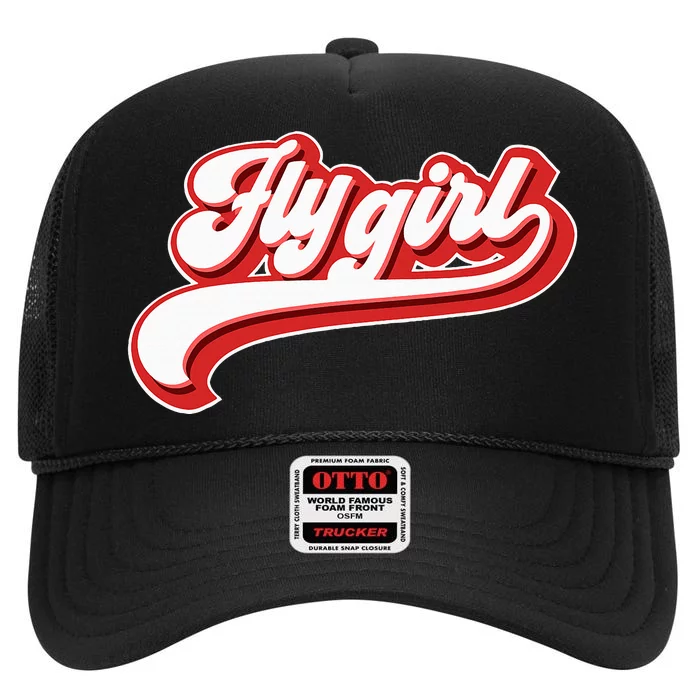 Fly Girl 80s 90s Old School Hip Hop High Crown Mesh Trucker Hat