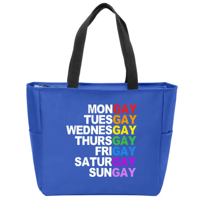 Funny Gay Agenda Mongay Tuesgay Lgbt Pride Lgbtq Awareness Gift Zip Tote Bag