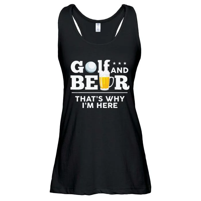 Funny Golf And Beer ThatS Why IM Here Funny Golf Player Sarcasm Ladies Essential Flowy Tank