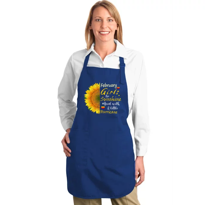 February Girls Are Sunshine Mixed Little Hurricane Sunflower Gift Full-Length Apron With Pocket