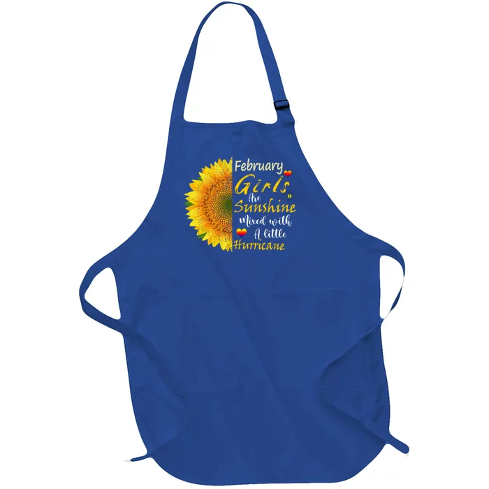 February Girls Are Sunshine Mixed Little Hurricane Sunflower Gift Full-Length Apron With Pocket