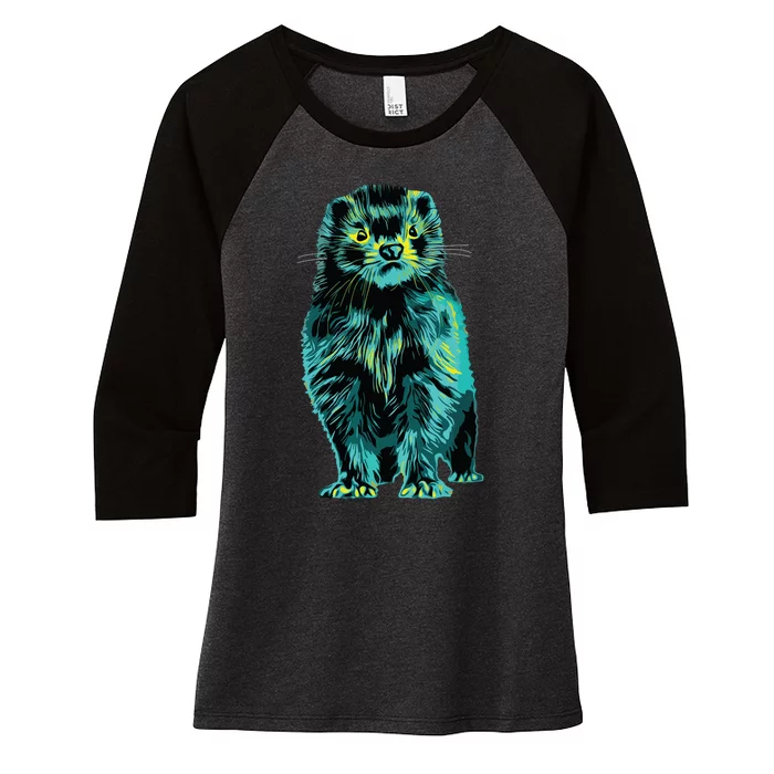 Ferret Gorgeous Animal Pet Lover Women's Tri-Blend 3/4-Sleeve Raglan Shirt