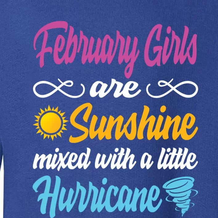 February Girls Are Sunshine Mixed With A Little Hurricane Cute Gift Toddler Sweatshirt