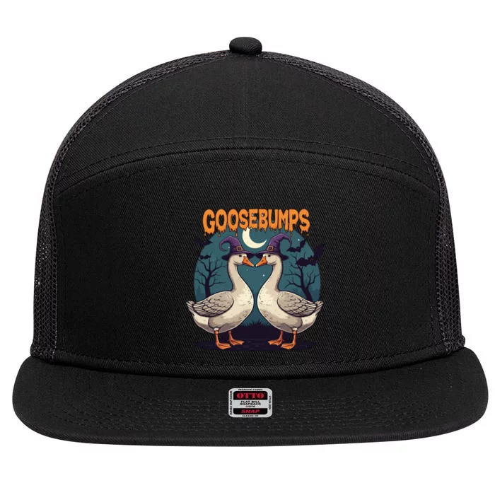 Funny Goose Animal Joke Scary Halloween 7 Panel Mesh Trucker Snapback Hat