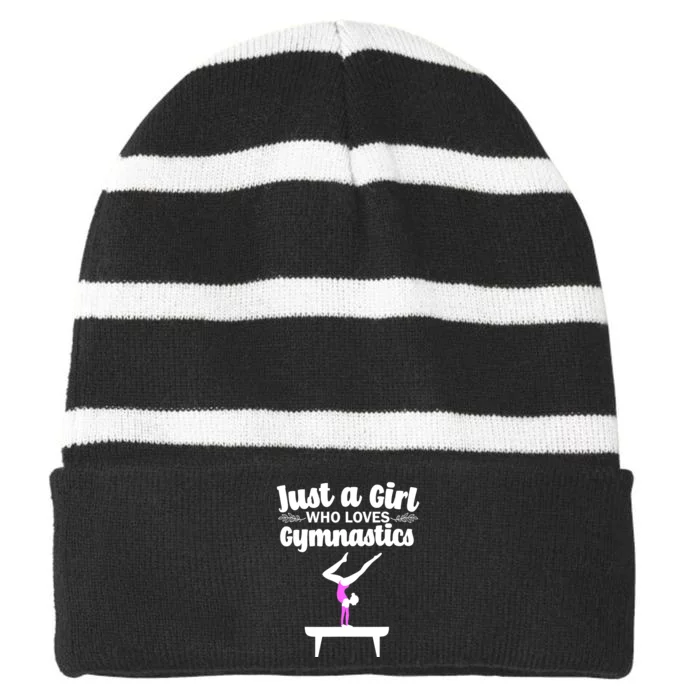 Funny Gymnastics Art For Girls Women Teen Acrobat Gymnasts Striped Beanie with Solid Band