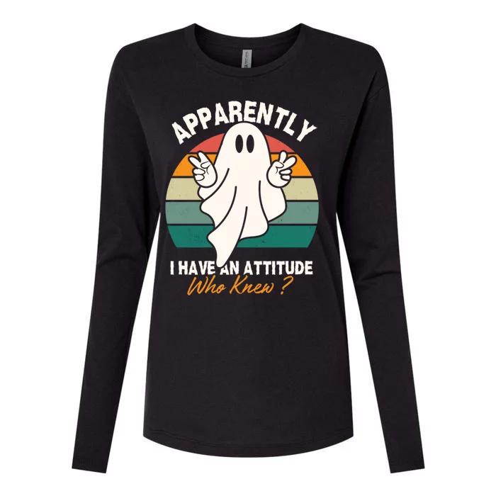 Funny Ghost Apparently I Have An Attitude Who Knew Halloween Womens Cotton Relaxed Long Sleeve T-Shirt