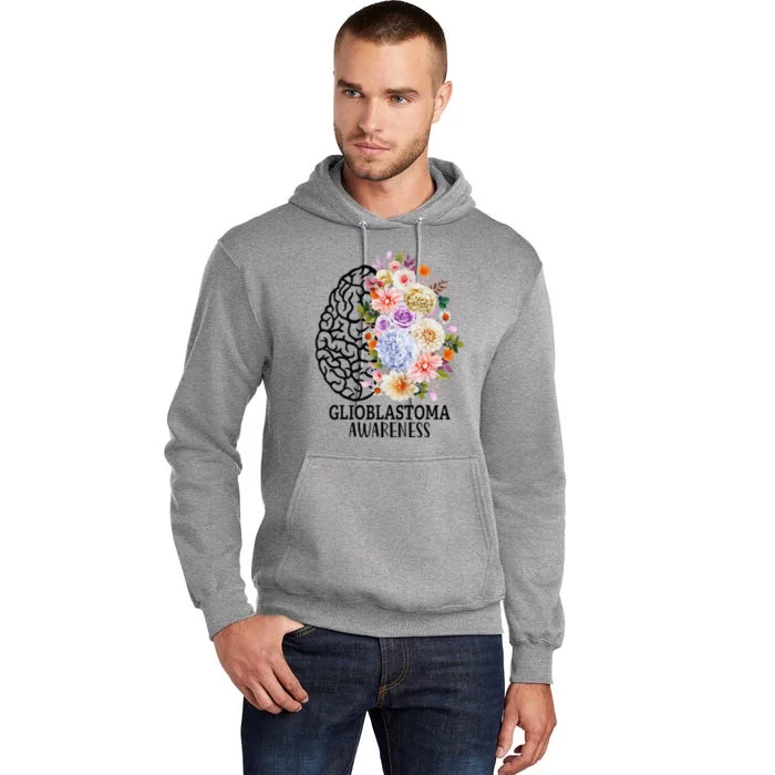 Floral Glioblastoma Awareness Month Brain Cancer Tall Hoodie