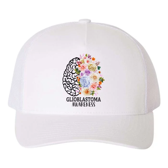 Floral Glioblastoma Awareness Month Brain Cancer Yupoong Adult 5-Panel Trucker Hat