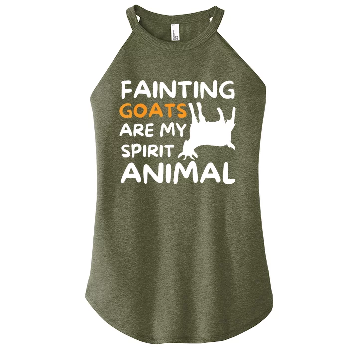 Fainting Goats Are My Spirit Animal Funny Goat Lover Women’s Perfect Tri Rocker Tank