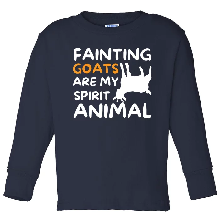 Fainting Goats Are My Spirit Animal Funny Goat Lover Toddler Long Sleeve Shirt