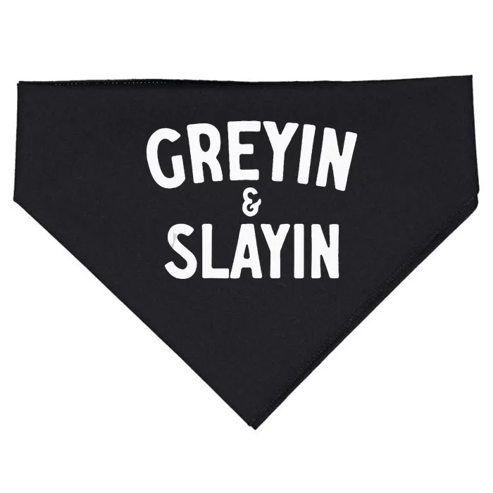 Funny Graying And Slaying Workout Gym USA-Made Doggie Bandana