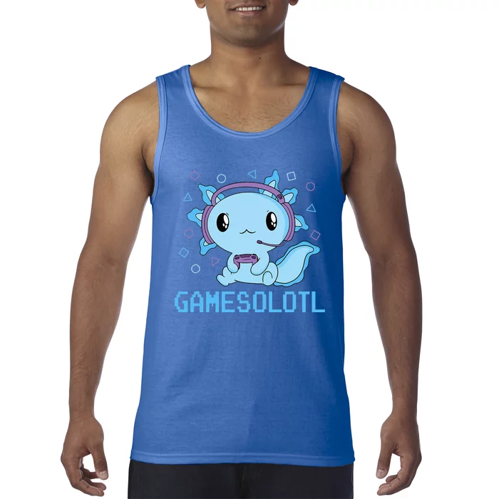 Funny Gamesolotl Anime Kawaii Gaming Axolotl Video Gamer Tank Top