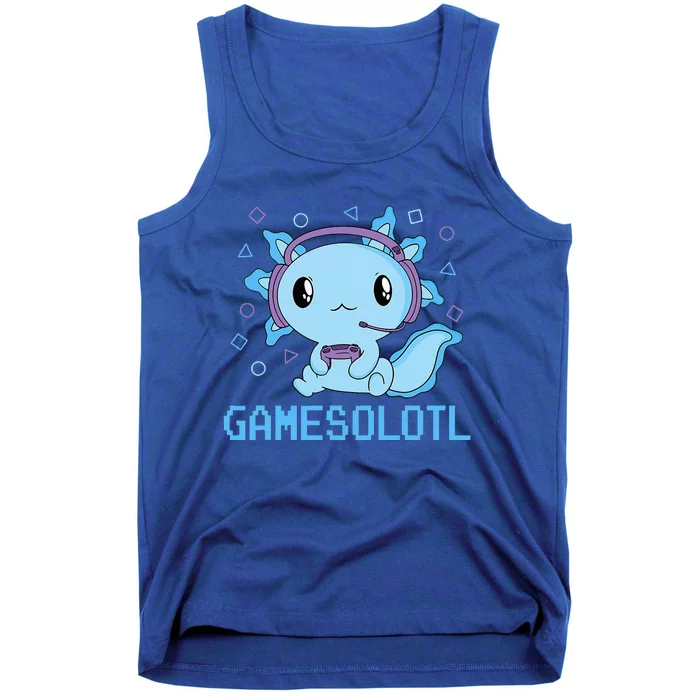 Funny Gamesolotl Anime Kawaii Gaming Axolotl Video Gamer Tank Top