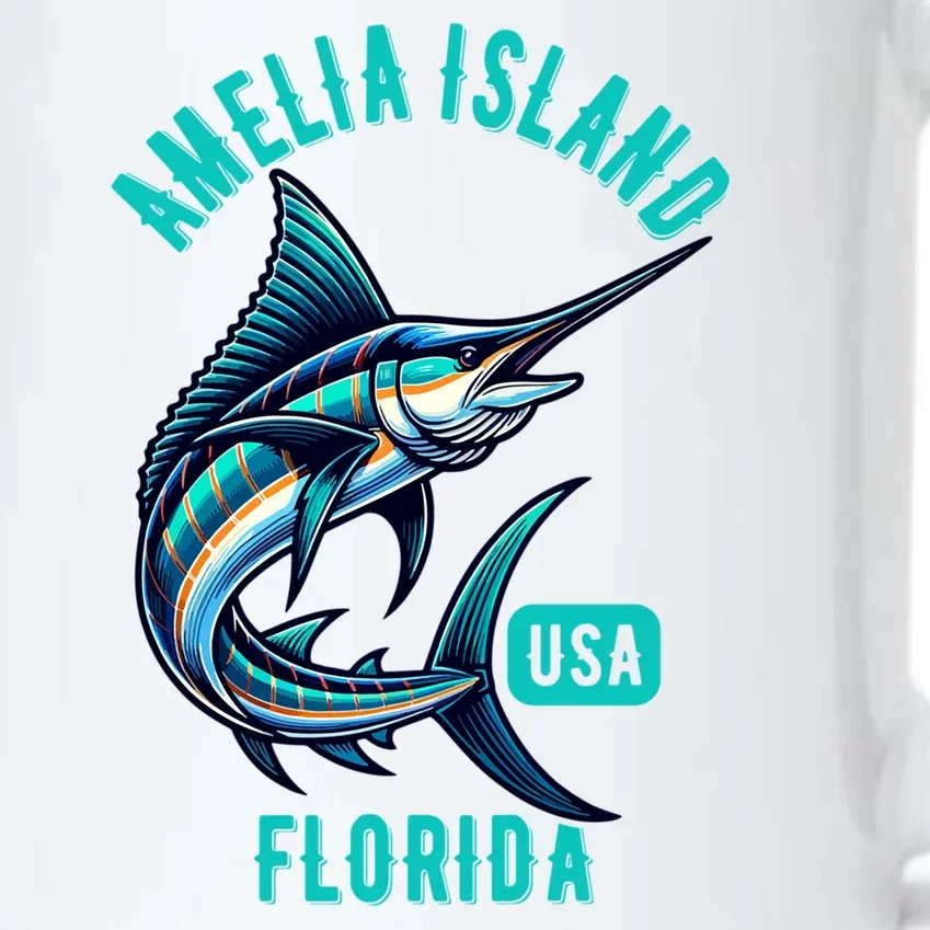 Funny Gift Amelia Island Florida Usa Fishing Design Black Color Changing Mug