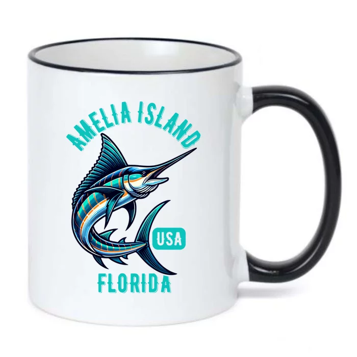 Funny Gift Amelia Island Florida Usa Fishing Design Black Color Changing Mug