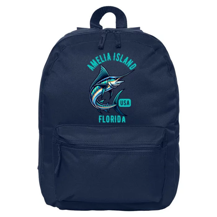 Funny Gift Amelia Island Florida Usa Fishing Design 16 in Basic Backpack