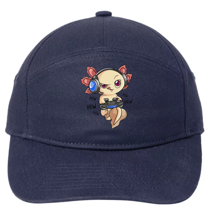 Funny Gaming Axolotl  Adults Cute Video Game 7-Panel Snapback Hat