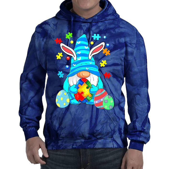 Funny Gnome Autism Awareness Easter Day Tie Dye Hoodie