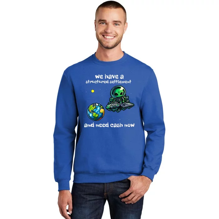 Funny Green Alien Extraterrestrial Ufo Finance Pun Tall Sweatshirt