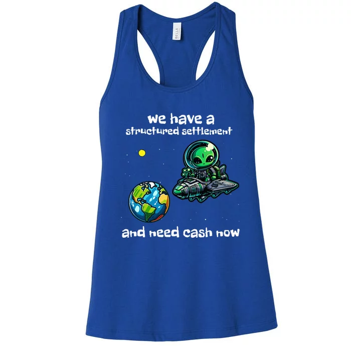 Funny Green Alien Extraterrestrial Ufo Finance Pun Women's Racerback Tank