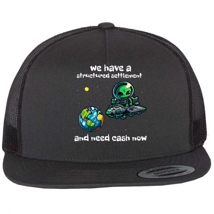 Funny Green Alien Extraterrestrial Ufo Finance Pun Flat Bill Trucker Hat