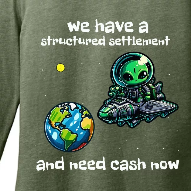 Funny Green Alien Extraterrestrial Ufo Finance Pun Womens CVC Long Sleeve Shirt