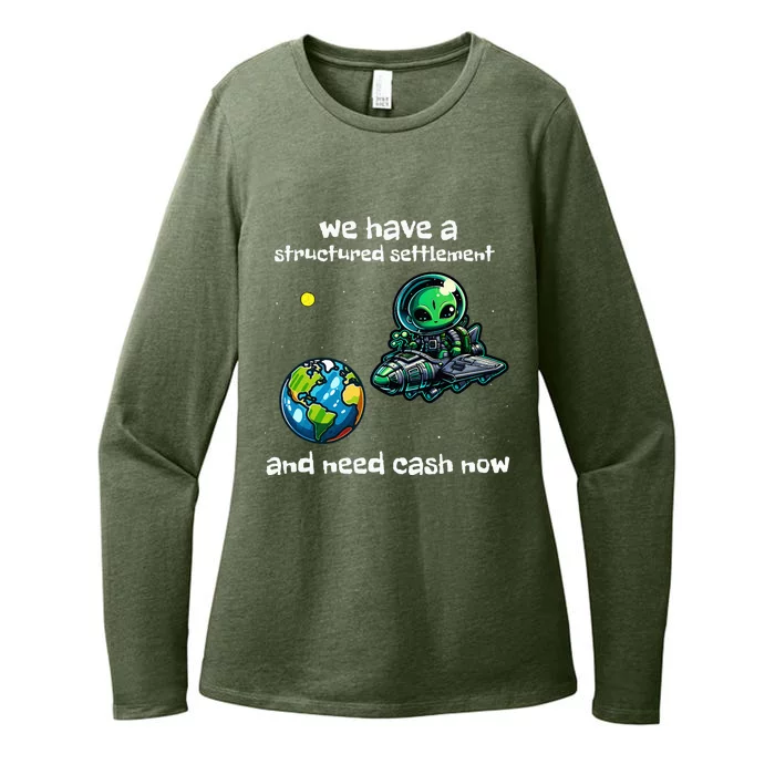 Funny Green Alien Extraterrestrial Ufo Finance Pun Womens CVC Long Sleeve Shirt