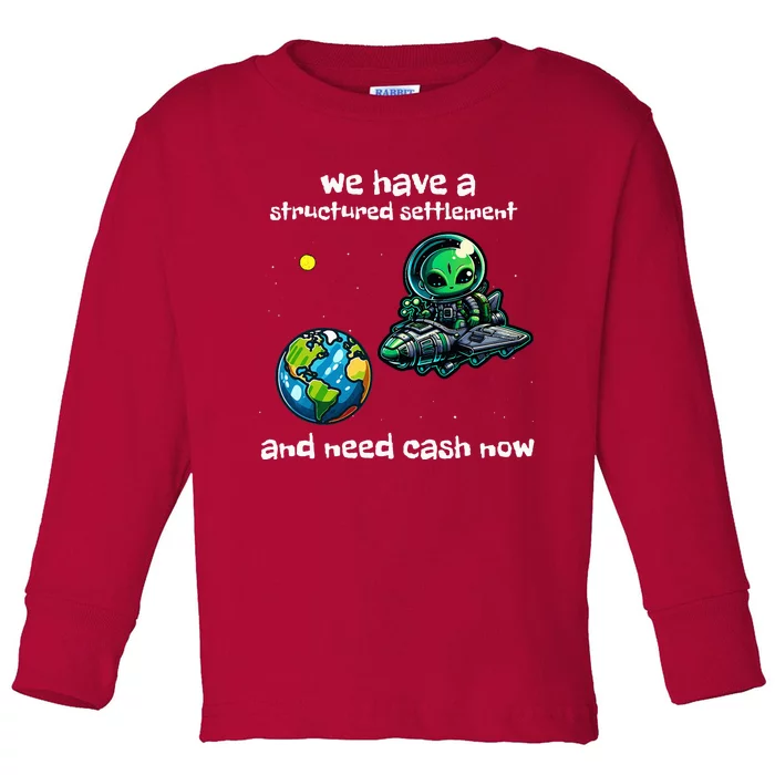 Funny Green Alien Extraterrestrial Ufo Finance Pun Toddler Long Sleeve Shirt