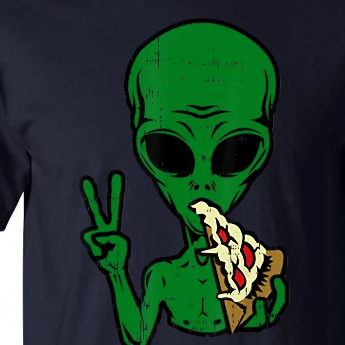 Funny Green Alien Eat Pizza Say Hi Aliens Picture Tall T-Shirt