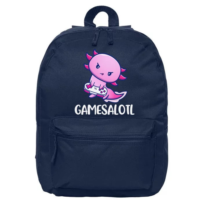 Funny Gamesalotl Axolotl Cute Playing Video Game 16 in Basic Backpack