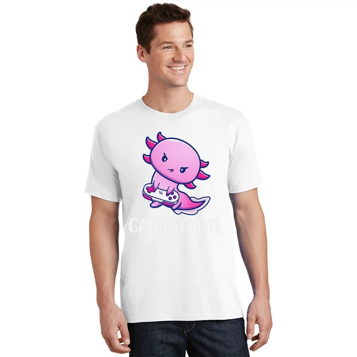 Funny Gamesalotl Axolotl Cute Playing Video Game T-Shirt