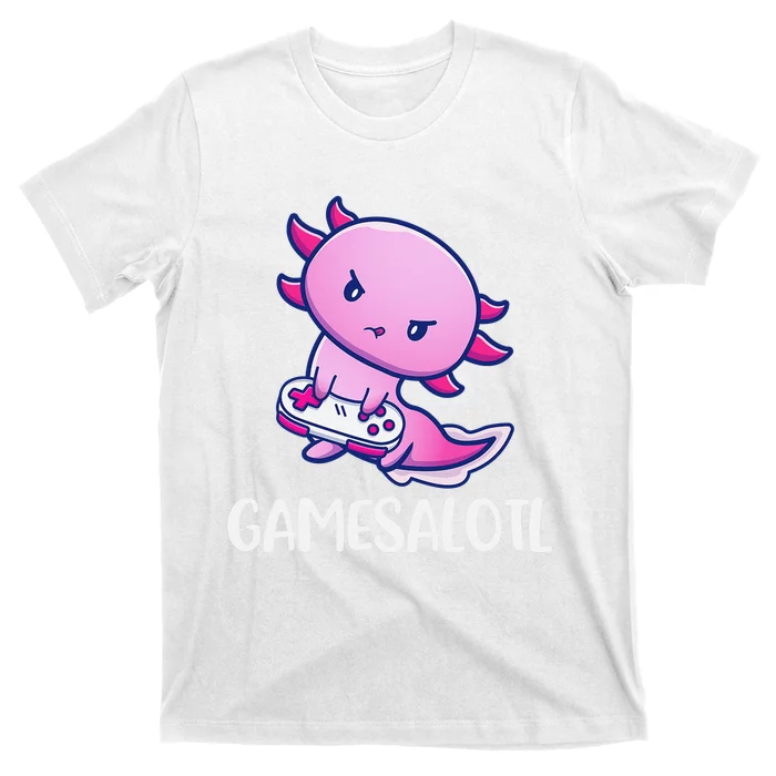 Funny Gamesalotl Axolotl Cute Playing Video Game T-Shirt