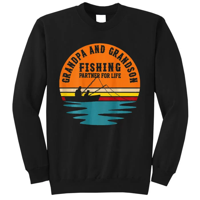 Funny Grandpa And Grandson Fans Of Fishing Hook And Reel Tall Sweatshirt