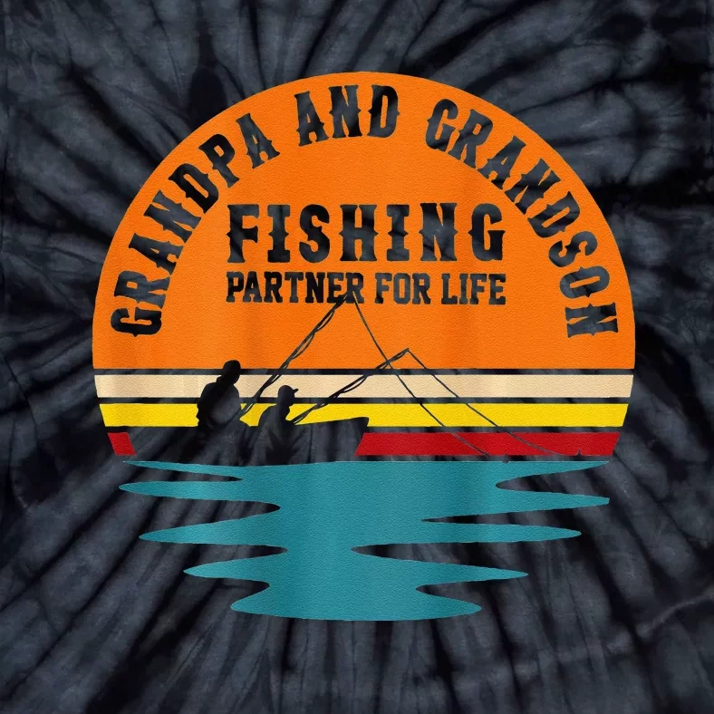 Funny Grandpa And Grandson Fans Of Fishing Hook And Reel Tie-Dye T-Shirt