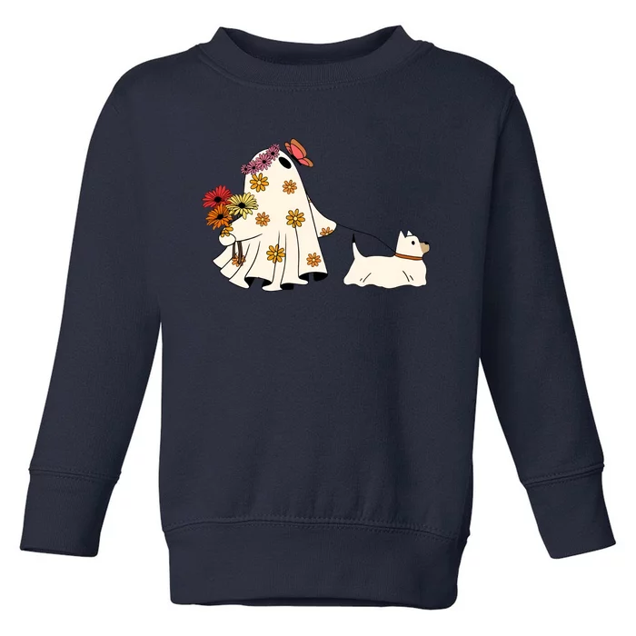 Funny Ghost And Dog Halloween Toddler Sweatshirt