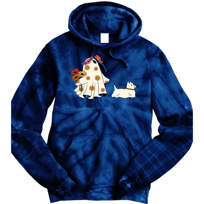 Funny Ghost And Dog Halloween Tie Dye Hoodie