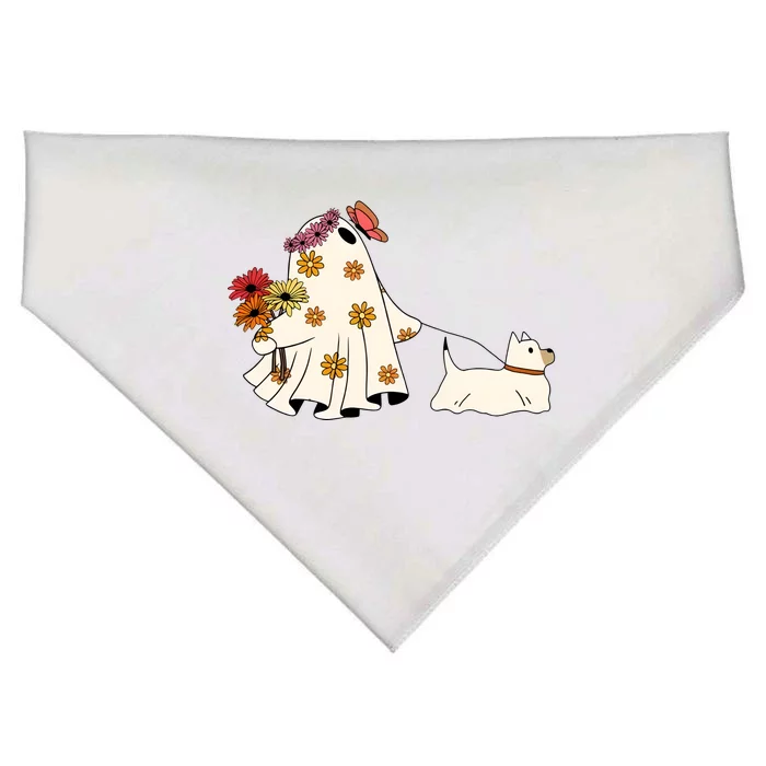 Funny Ghost And Dog Halloween USA-Made Doggie Bandana