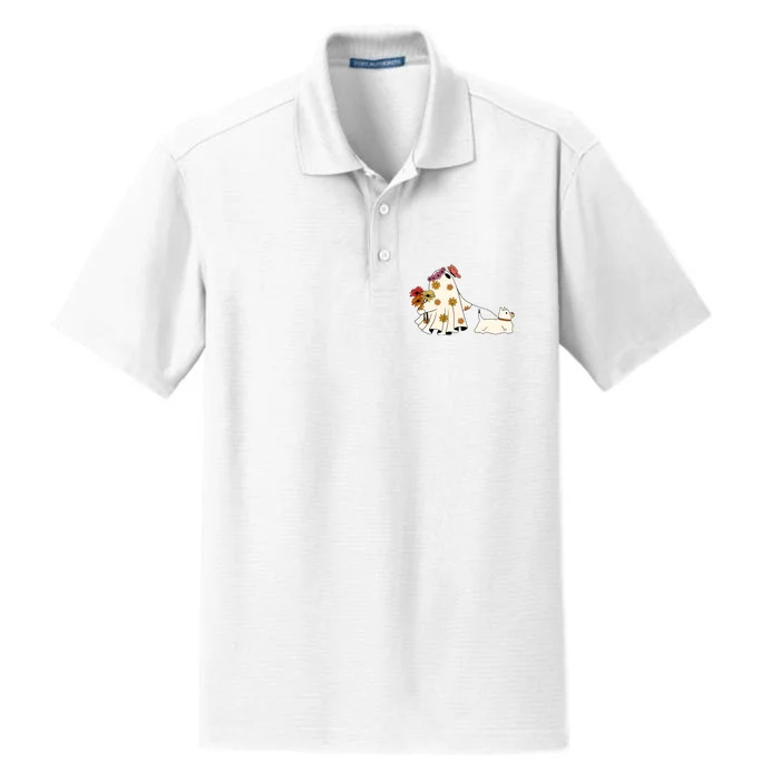 Funny Ghost And Dog Halloween Dry Zone Grid Performance Polo