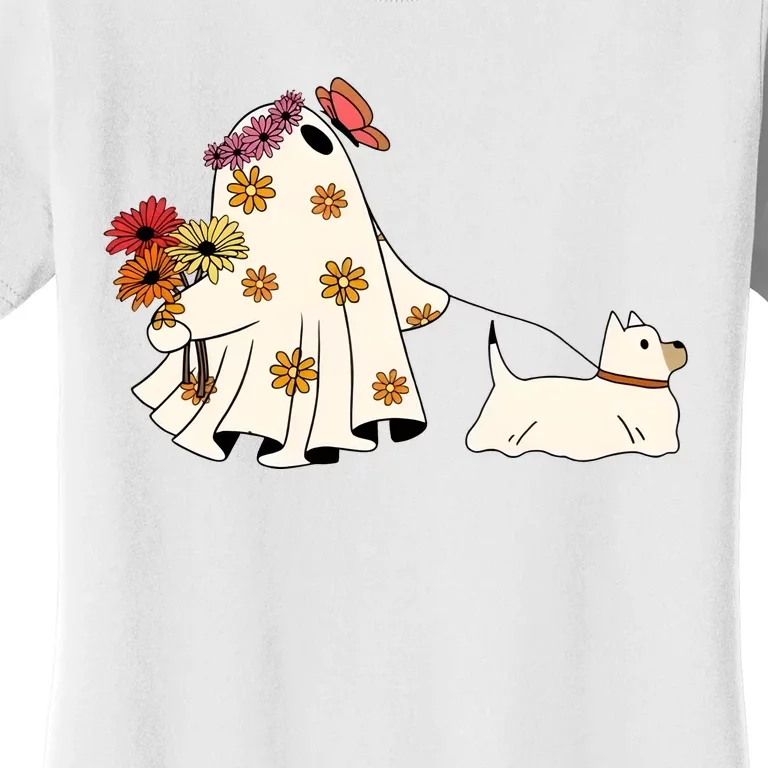 Funny Ghost And Dog Halloween Women's T-Shirt