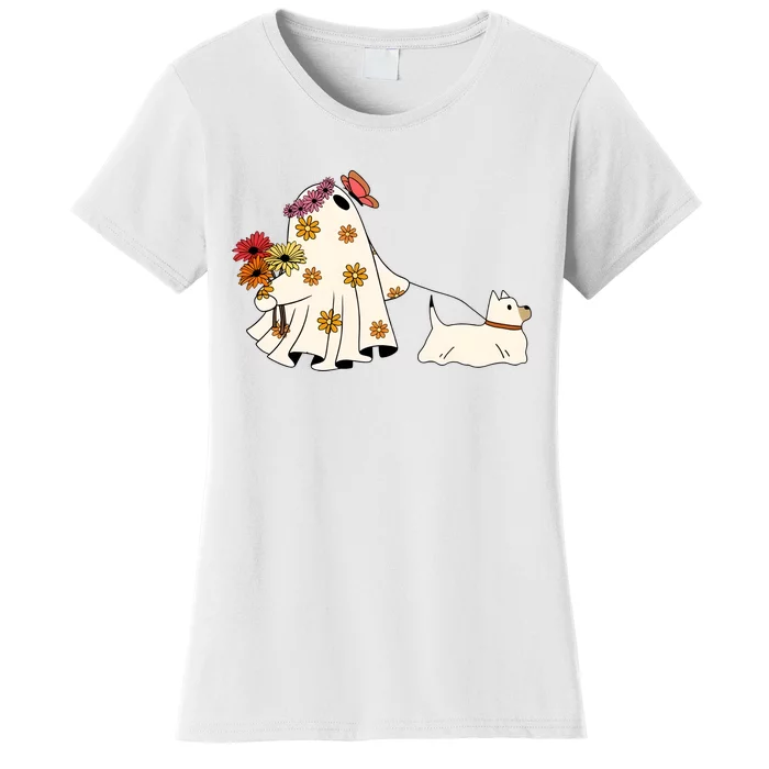 Funny Ghost And Dog Halloween Women's T-Shirt