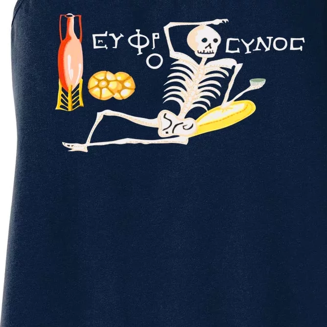 Funny Greek Be Cheerful Enjoy Your Life Skeleton Women's Racerback Tank