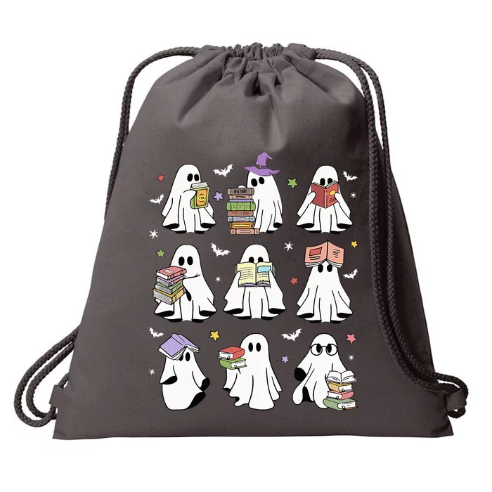 Funny Ghost Book Reading Halloween Books Lover Teacher Drawstring Bag