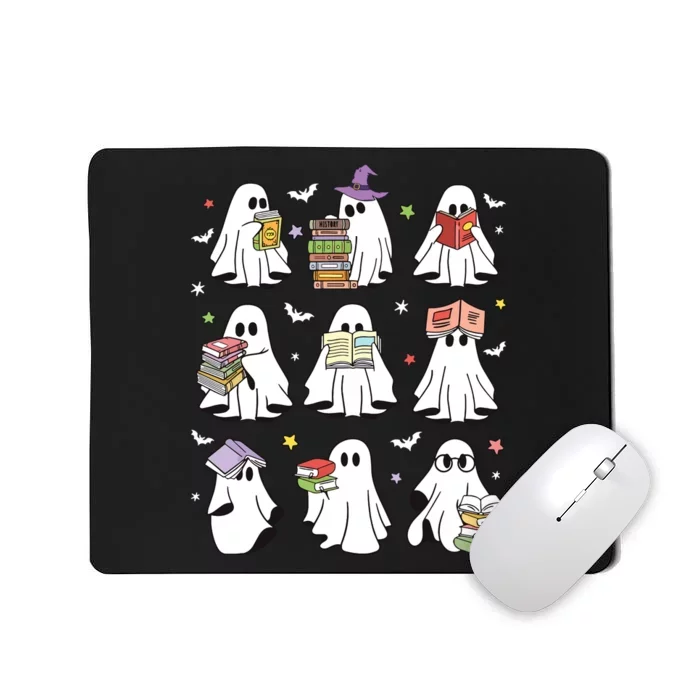 Funny Ghost Book Reading Halloween Books Lover Teacher Mousepad