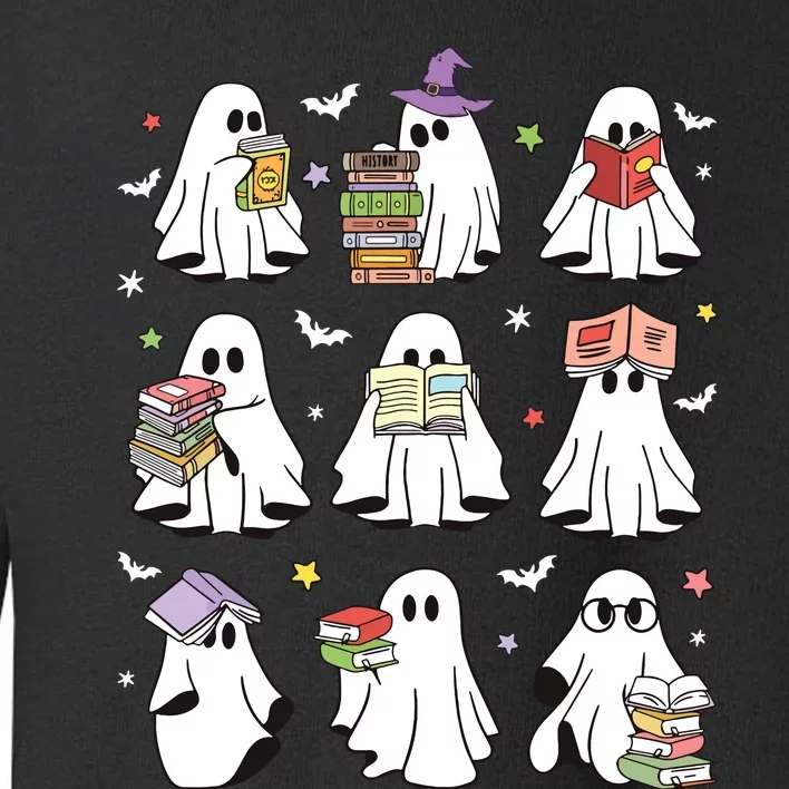 Funny Ghost Book Reading Halloween Books Lover Teacher Toddler Sweatshirt