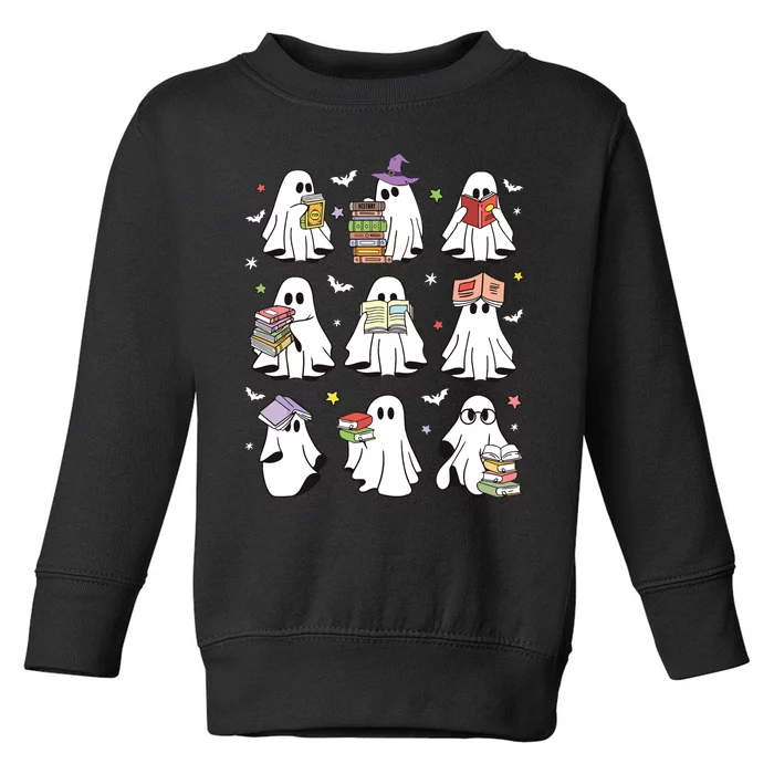 Funny Ghost Book Reading Halloween Books Lover Teacher Toddler Sweatshirt