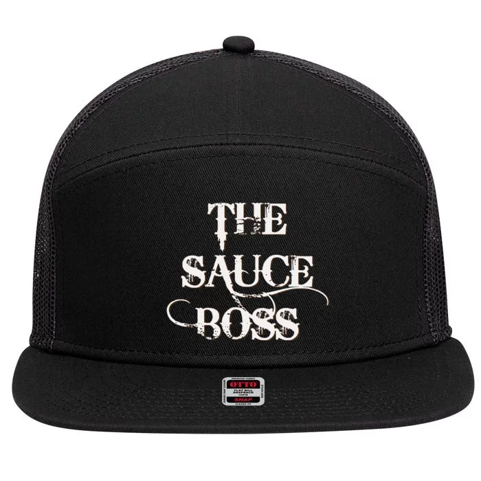 Funny Grilling Bbq T The Sauce Boss Grill Daddy 7 Panel Mesh Trucker Snapback Hat